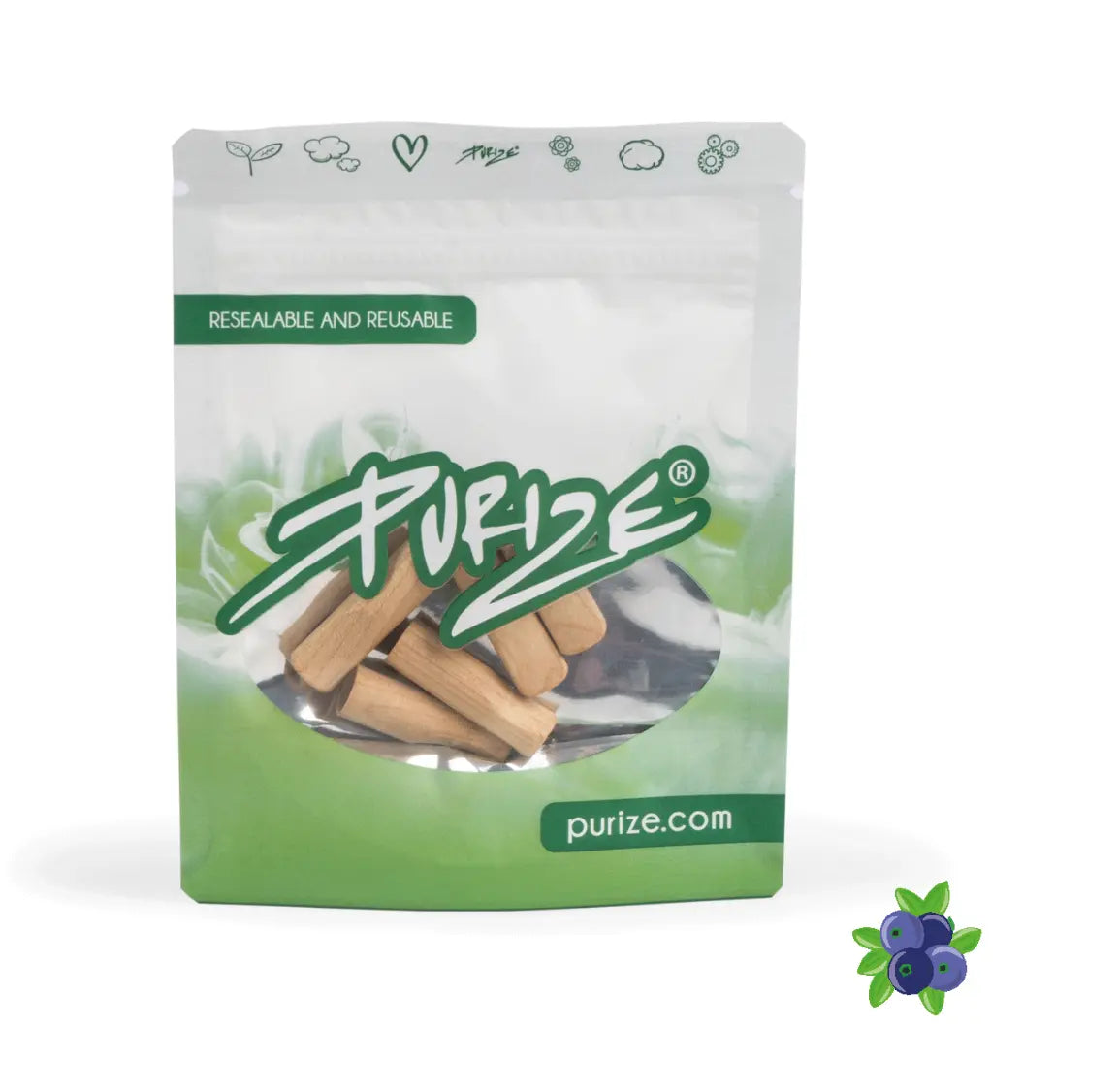 5 PURIZE® Holzmundstück - XTRA Slim Size  - Geschmack: Waldbeere