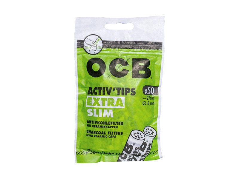 OCB Filter Extra Slim Activ'Tips Aktivkohle 6mm, 50 Stück