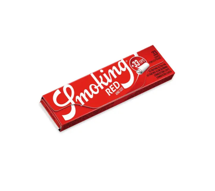 Das Smoking King Size Red von smokefy bietet 33 Blätter pro rotem Päckchen mit Tips. Genießen Sie 33 % mehr gratis und es ist eine ausgezeichnete Wahl in puncto Qualität und Quantität.